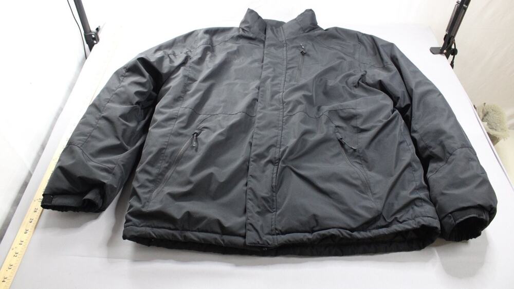 Camel Logo Puffer Jacket Mens L Black Full Zip Quilted Lining Shell Insulated